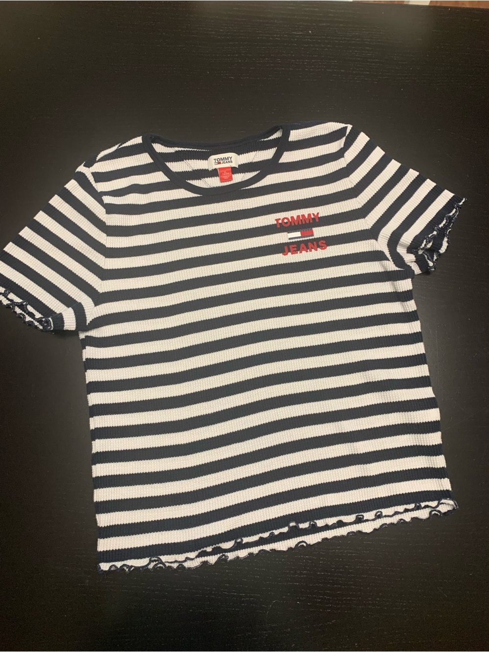 Tommy Hilfiger XL Navy & White Striped Short Sleeve Tee